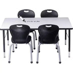 Table & Chair Set: Black Edge Table, 12'' Black Zuul