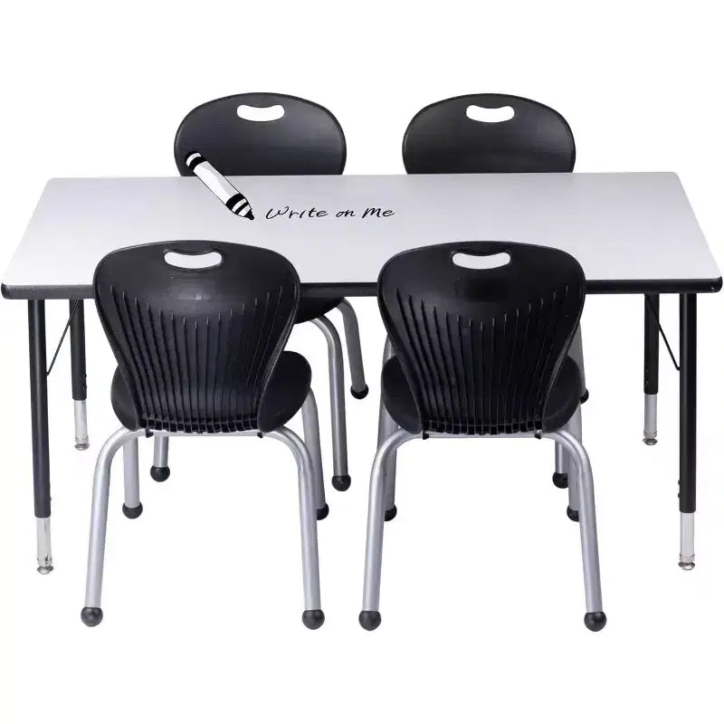 Table & Chair Set: Black Edge Table, 12'' Black Zuul