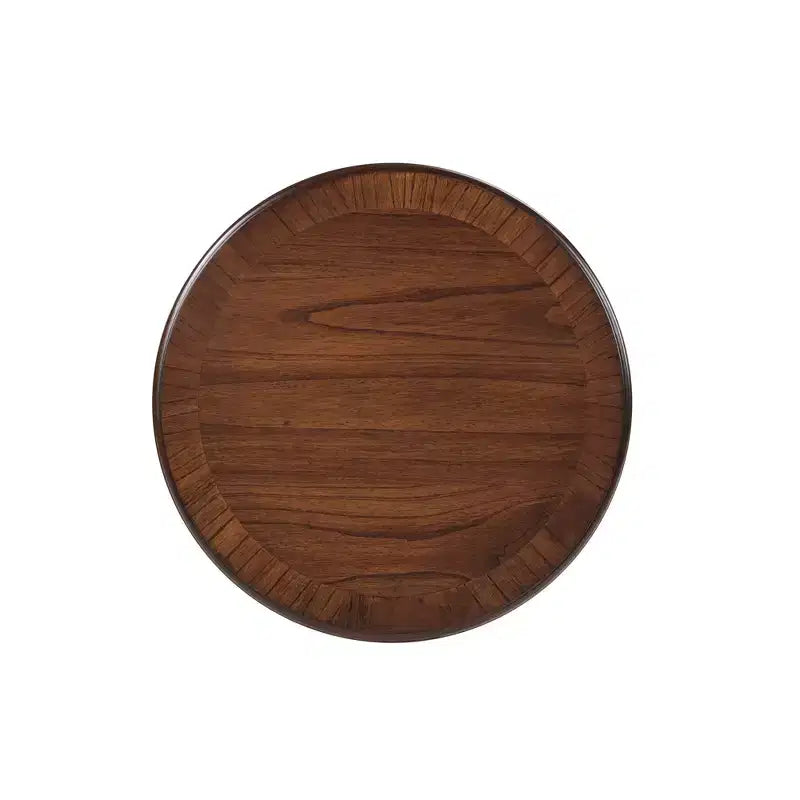 VIYET 20 Retro Round Wooden End Table - X-Shape Base, Solid Wood Veneer, Walnut