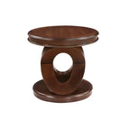 VIYET 20 Retro Round Wooden End Table - X-Shape Base, Solid Wood Veneer, Walnut