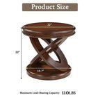 VIYET 20 Retro Round Wooden End Table - X-Shape Base, Solid Wood Veneer, Walnut