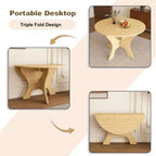 MAYEERTY Foldable Round Dining Table, Space-Saving MDF Kitchen Table with Wild Oak Veneer, Indoor-Outdoor Multi-Purpose Table
