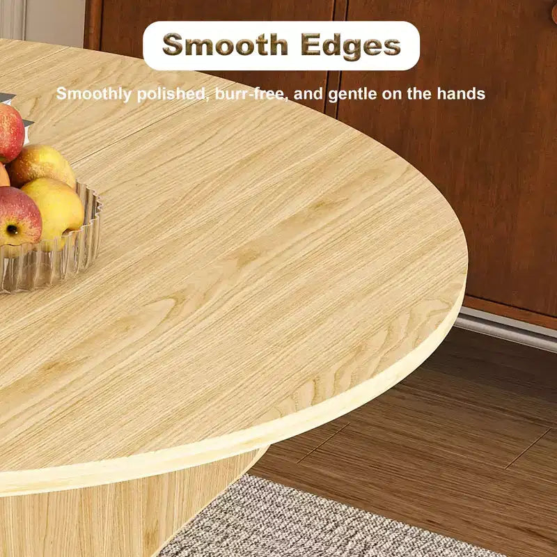 MAYEERTY Foldable Round Dining Table, Space-Saving MDF Kitchen Table with Wild Oak Veneer, Indoor-Outdoor Multi-Purpose Table