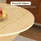 MAYEERTY Foldable Round Dining Table, Space-Saving MDF Kitchen Table with Wild Oak Veneer, Indoor-Outdoor Multi-Purpose Table