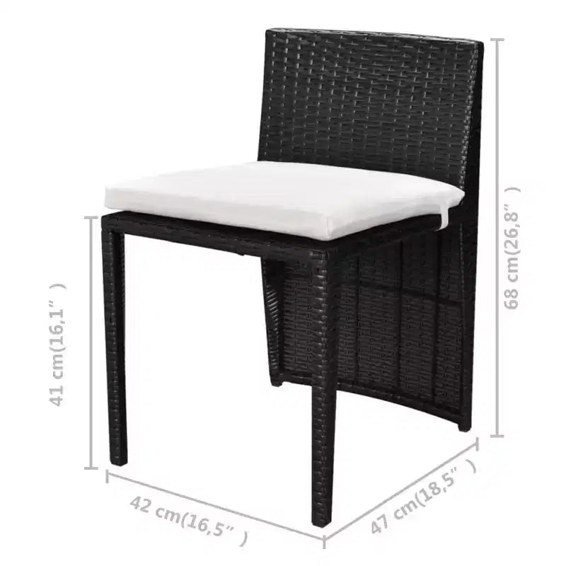 vidaXL Patio Bistro Set Outdoor Furniture Set Table and Chairs Poly Rattan