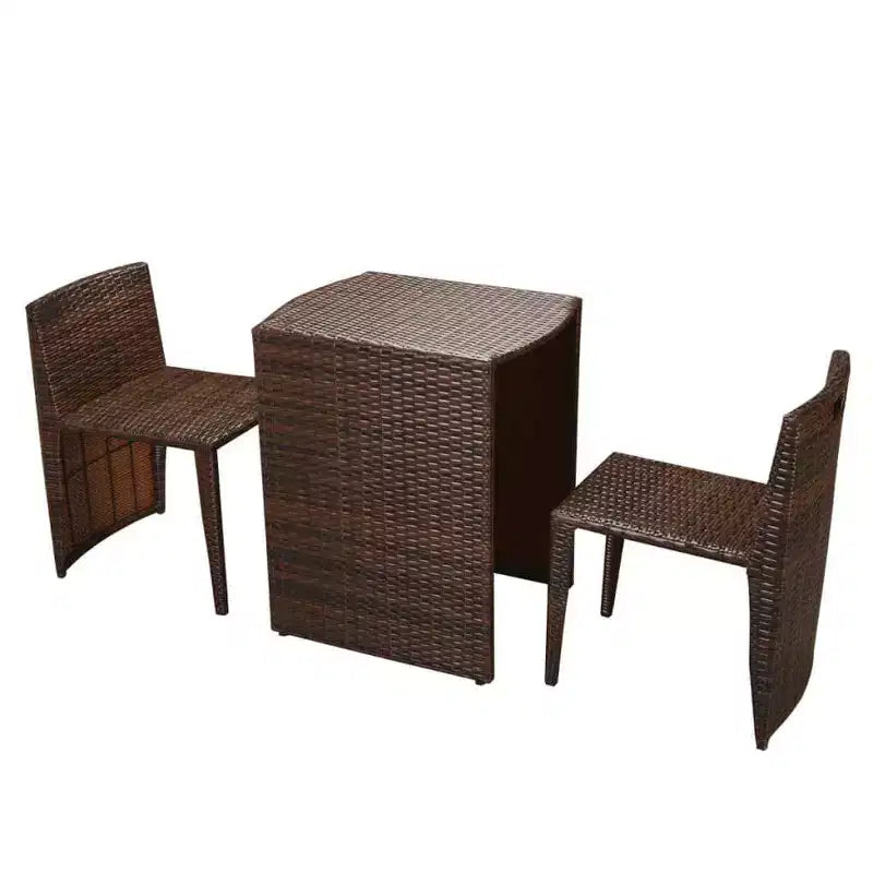 vidaXL Patio Bistro Set Outdoor Furniture Set Table and Chairs Poly Rattan