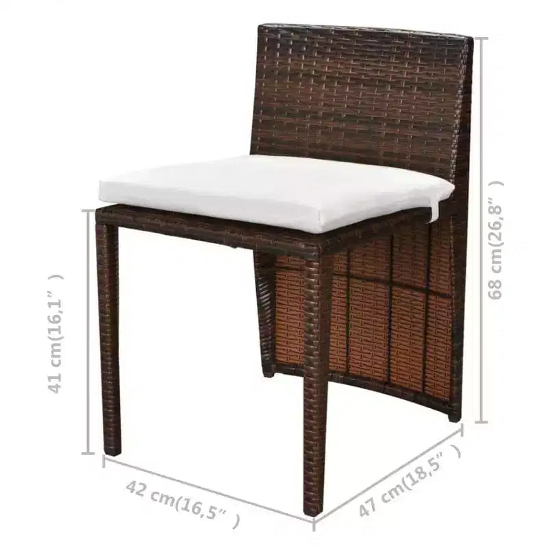 vidaXL Patio Bistro Set Outdoor Furniture Set Table and Chairs Poly Rattan
