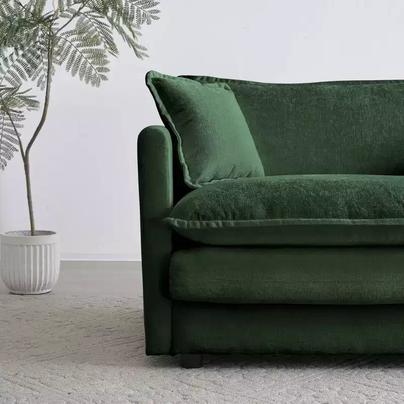 MAYEERTY Mid Century Modern Couch 3 Seater Sofa with 2 Armrest Pillow and 3 Toss Pillows for Living Room for Bedroom Green