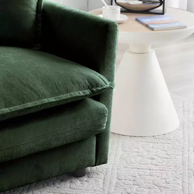 MAYEERTY Mid Century Modern Couch 3 Seater Sofa with 2 Armrest Pillow and 3 Toss Pillows for Living Room for Bedroom Green