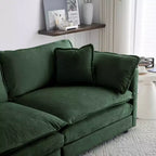 MAYEERTY Mid Century Modern Couch 3 Seater Sofa with 2 Armrest Pillow and 3 Toss Pillows for Living Room for Bedroom Green