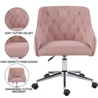 HOFFREE Velvet Task Chair with Swivel, Adjustable Height & Smooth-Rolling Wheels - Stylish & Comfortable for Home Office, Vanity & Dorms