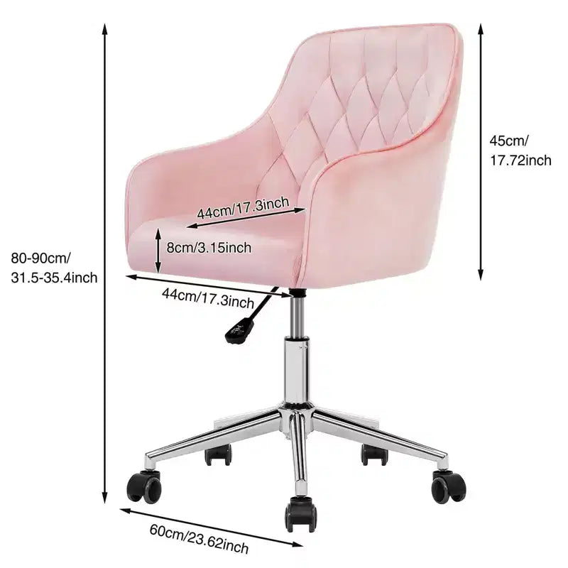 HOFFREE Velvet Task Chair with Swivel, Adjustable Height & Smooth-Rolling Wheels - Stylish & Comfortable for Home Office, Vanity & Dorms