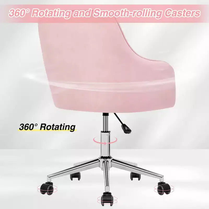 HOFFREE Velvet Task Chair with Swivel, Adjustable Height & Smooth-Rolling Wheels - Stylish & Comfortable for Home Office, Vanity & Dorms