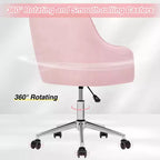 HOFFREE Velvet Task Chair with Swivel, Adjustable Height & Smooth-Rolling Wheels - Stylish & Comfortable for Home Office, Vanity & Dorms