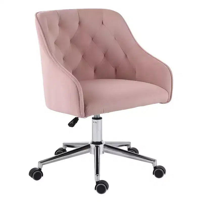 HOFFREE Velvet Task Chair with Swivel, Adjustable Height & Smooth-Rolling Wheels - Stylish & Comfortable for Home Office, Vanity & Dorms