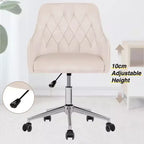 HOFFREE Velvet Task Chair with Swivel, Adjustable Height & Smooth-Rolling Wheels - Stylish & Comfortable for Home Office, Vanity & Dorms