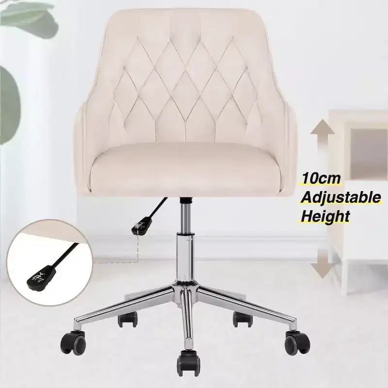 HOFFREE Velvet Task Chair with Swivel, Adjustable Height & Smooth-Rolling Wheels - Stylish & Comfortable for Home Office, Vanity & Dorms