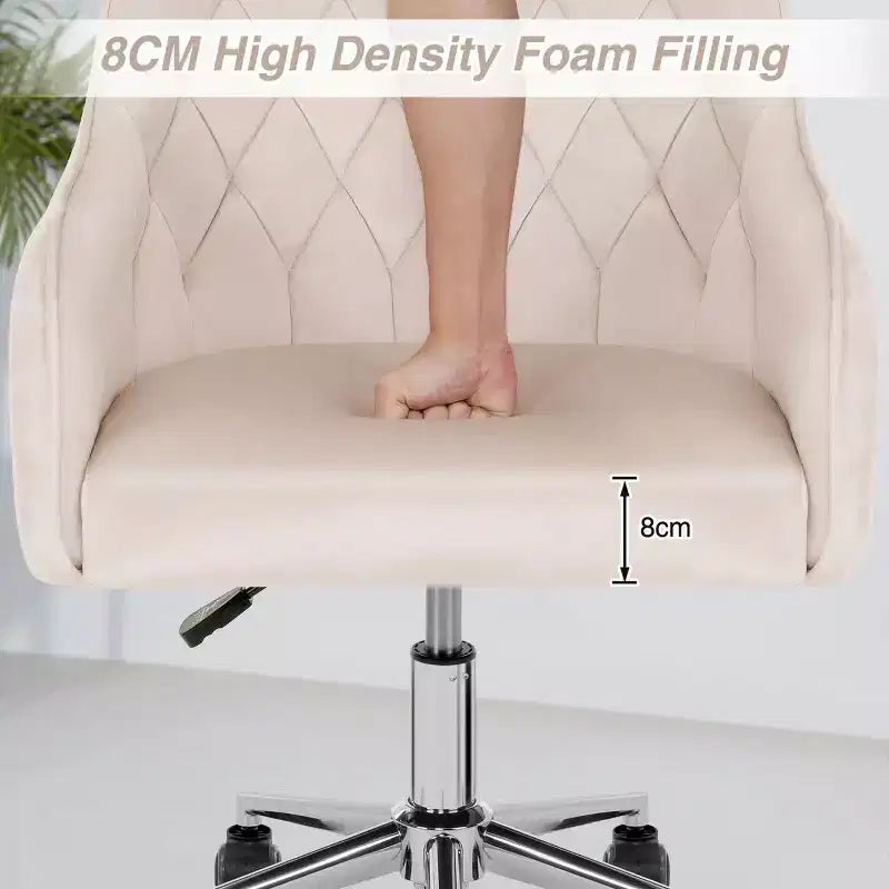 HOFFREE Velvet Task Chair with Swivel, Adjustable Height & Smooth-Rolling Wheels - Stylish & Comfortable for Home Office, Vanity & Dorms