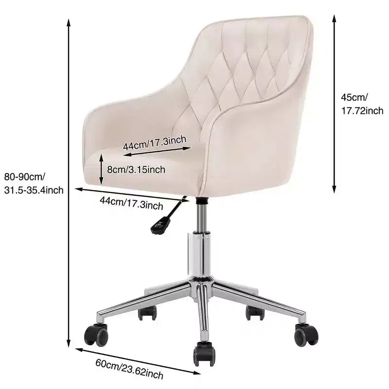 HOFFREE Velvet Task Chair with Swivel, Adjustable Height & Smooth-Rolling Wheels - Stylish & Comfortable for Home Office, Vanity & Dorms