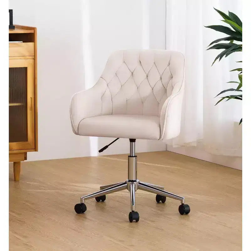 HOFFREE Velvet Task Chair with Swivel, Adjustable Height & Smooth-Rolling Wheels - Stylish & Comfortable for Home Office, Vanity & Dorms