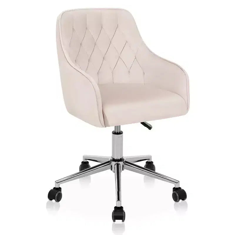 HOFFREE Velvet Task Chair with Swivel, Adjustable Height & Smooth-Rolling Wheels - Stylish & Comfortable for Home Office, Vanity & Dorms