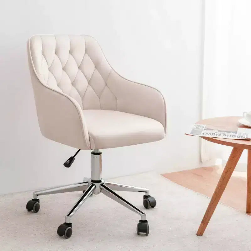 HOFFREE Velvet Task Chair with Swivel, Adjustable Height & Smooth-Rolling Wheels - Stylish & Comfortable for Home Office, Vanity & Dorms