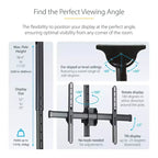 StarTech High Ceiling TV Mount, 8.2ft to 9.8ft Long Pole - Black