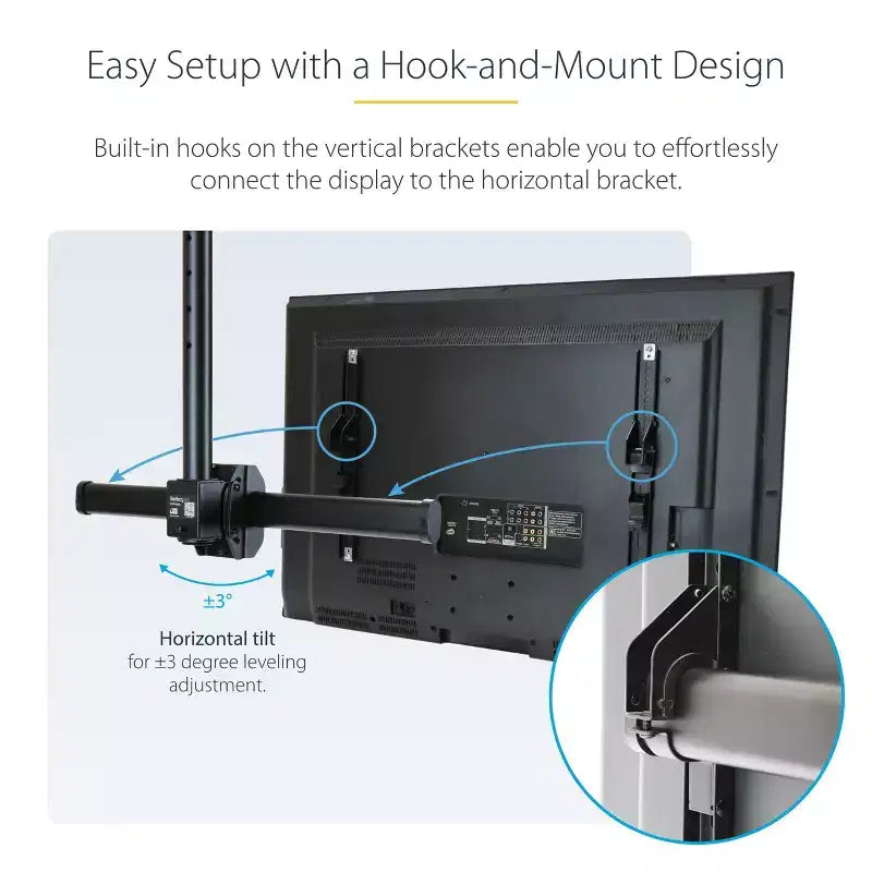 StarTech High Ceiling TV Mount, 8.2ft to 9.8ft Long Pole - Black