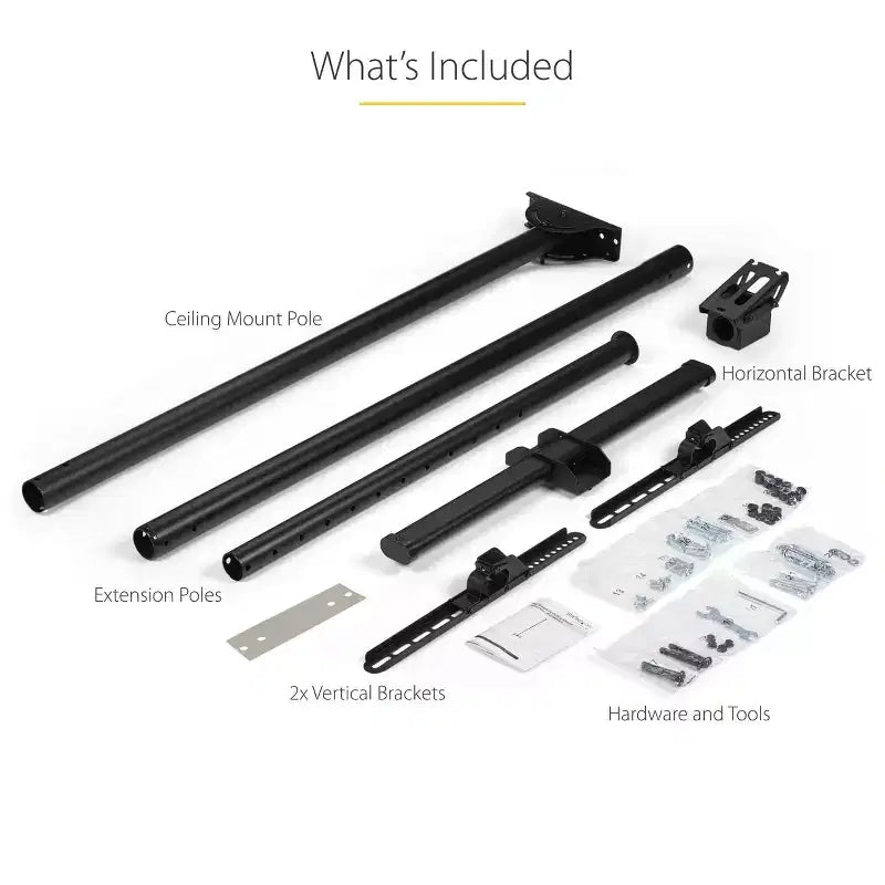 StarTech High Ceiling TV Mount, 8.2ft to 9.8ft Long Pole - Black