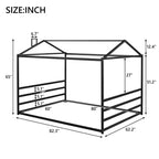 Luxystar Queen Size Metal House Shape Bed, Black