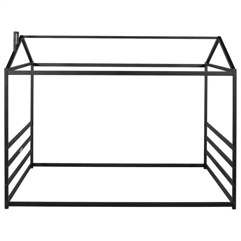 Luxystar Queen Size Metal House Shape Bed, Black