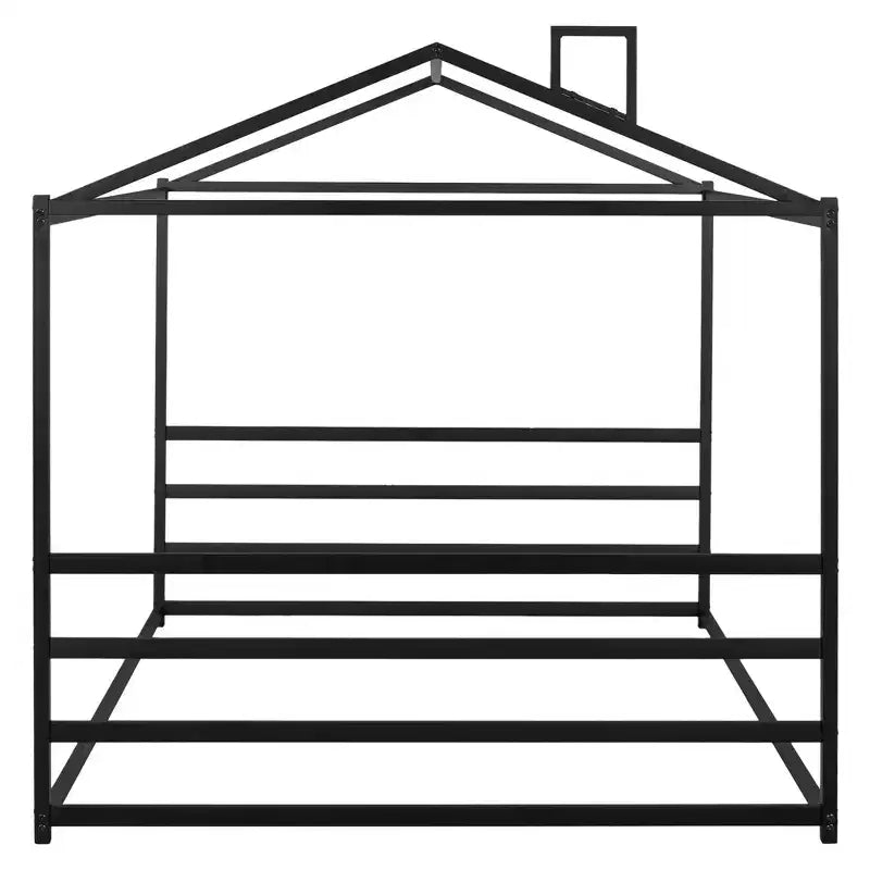 Luxystar Queen Size Metal House Shape Bed, Black