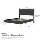 GDFStudio Ashford Linen Upholstered Platform Bed with Adjustable Headboard