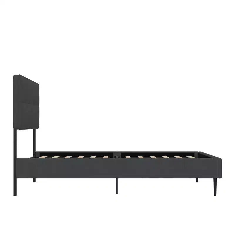 GDFStudio Ashford Linen Upholstered Platform Bed with Adjustable Headboard