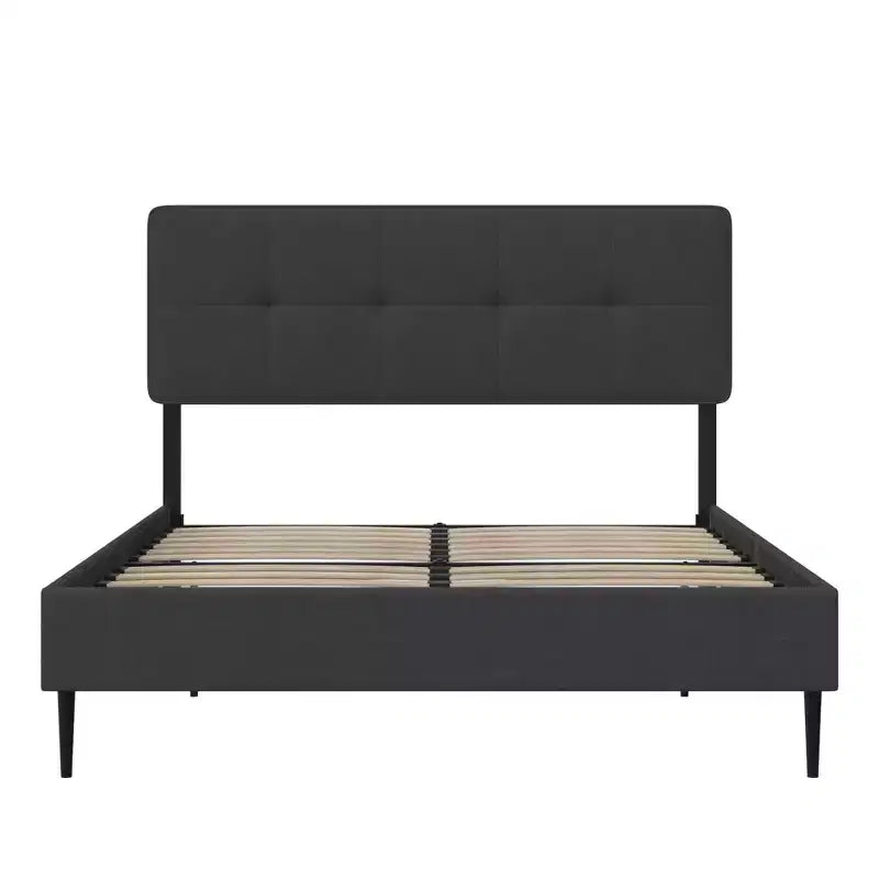 GDFStudio Ashford Linen Upholstered Platform Bed with Adjustable Headboard