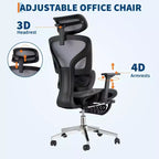 Ergonomic Office Chair, Comfortable Desk Chair with High Back Support and 3D Adjustable Armrests, Swivel Task Chair for Work, Study, Gaming