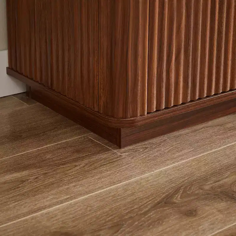JVNOXK 55-inch Modern 6-Drawer Dressing Table, Curved Wave Design, for Bedroom or Living Room, Wooden Storage Cabinet, Walnut