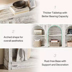 Lantine 63-Inch Narrow Entryway Table with 3-Tier Shelf, Modern Farmhouse Console Table for Hallway, Living Room, Distressed White