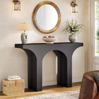 Lantine 47-Inch Modern Black Console Table with Arched Design, Ideal as Narrow Sofa/Entryway/Foyer Accent Table for Hallway, Living Room