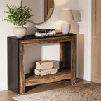 Lantine 41.3-Inch Farmhouse Console Table, Behind Couch Sofa Table with Storage for Living Room, Hallway, Foyer, Black + Brown, Easy Assembly
