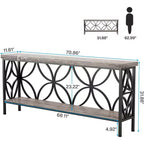 Lantine 70.9-Inch Narrow Industrial Sofa Table with Storage, Vintage Grey, for Entryway, Living Room, Foyer, Unique Design.