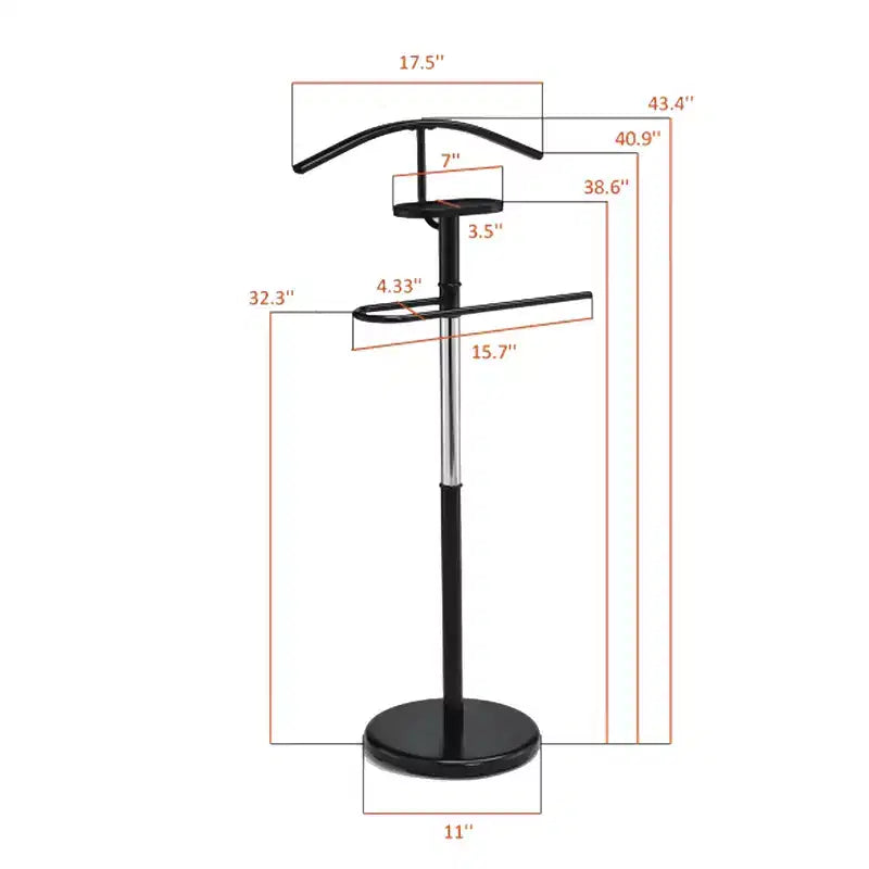 Kings Brand Furniture Valet Stand Black and Gold/Chrome Metal Contemporary Clothing Organizer with Tray for Bedroom Closet Storage Rack Indoor