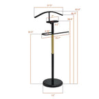 Kings Brand Furniture Valet Stand Black and Gold/Chrome Metal Contemporary Clothing Organizer with Tray for Bedroom Closet Storage Rack Indoor