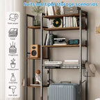 VIYET 38 Fit 8-Tier Over-the-Toilet Storage Rack with Side Racks & Drain Basket, Adjustable Shelf Freestanding Bathroom Organizer (Vintage Brown)