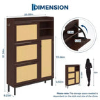 Shoe Storage Cabinet with 4 Flip Drawers, Hidden Shoe Storage Organizer with Rattan Doors, Freestanding Shoe Rack Cabinet For Living Room, Brown