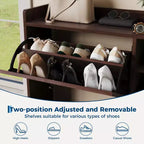 Shoe Storage Cabinet with 4 Flip Drawers, Hidden Shoe Storage Organizer with Rattan Doors, Freestanding Shoe Rack Cabinet For Living Room, Brown