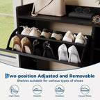 Shoe Storage Cabinet with 4 Flip Drawers, Hidden Shoe Storage Organizer with Rattan Doors, Freestanding Shoe Rack Cabinet For Living Room, Brown