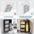 Shoe Storage Cabinet with 4 Flip Drawers, Hidden Shoe Storage Organizer with Rattan Doors, Freestanding Shoe Rack Cabinet For Living Room, Brown