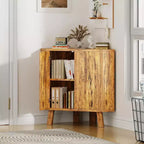 31.5 Corner Display Cabinet with Adjustable Shelf - Triangle Storage Unit for Bathroom Living Room Hallway