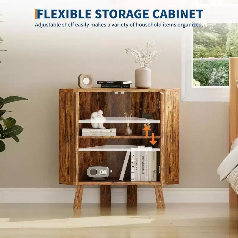 31.5 Corner Display Cabinet with Adjustable Shelf - Triangle Storage Unit for Bathroom Living Room Hallway